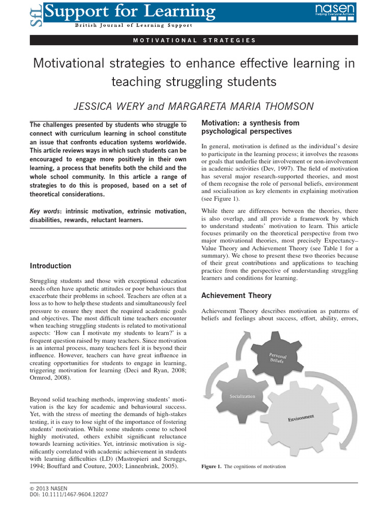 Motivational Strategies for Struggling Students | PDF | Motivational ...