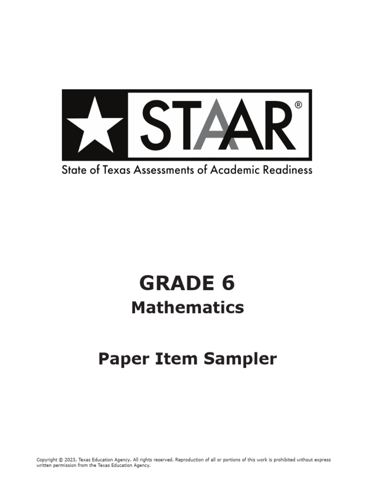 2023 Staar Grade 6 Math Itemsampler | PDF | Transaction Account ...
