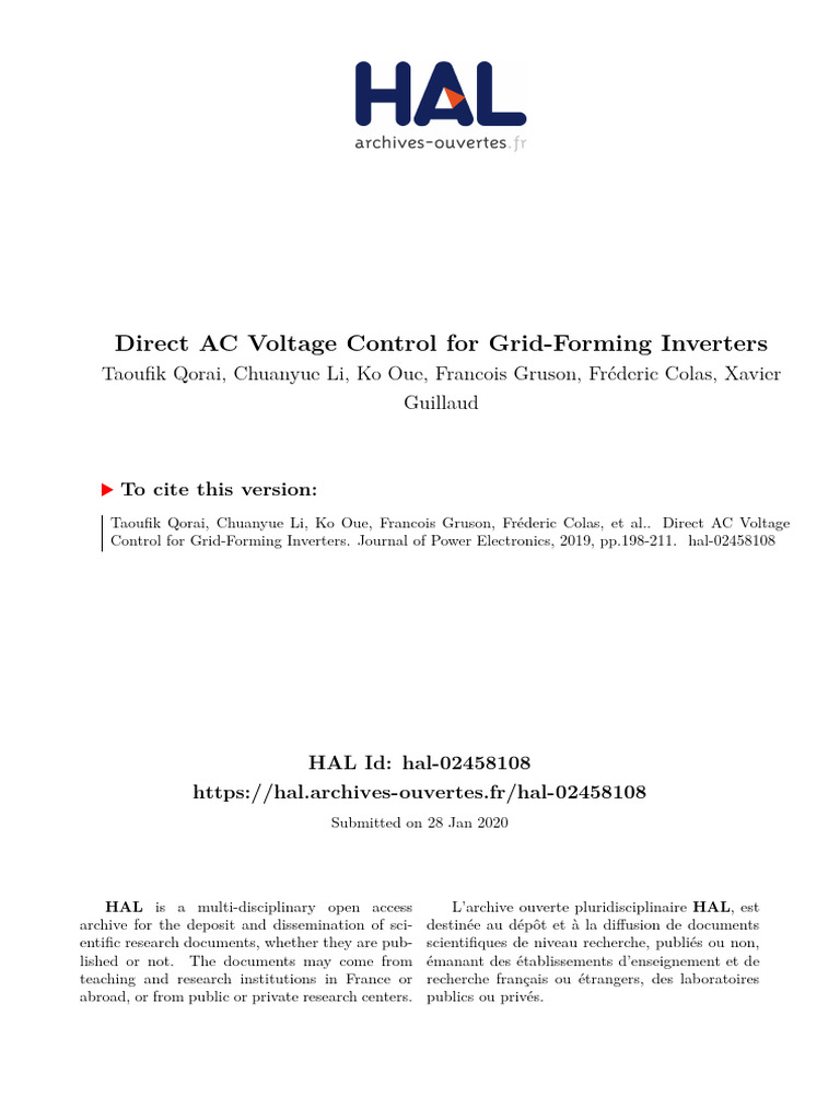 Direct AC Voltage Control For Grid-Forming Inverters | PDF | Power ...