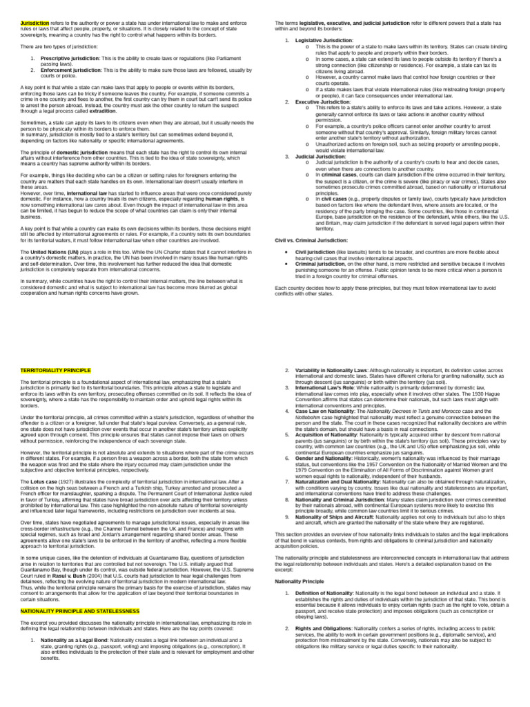 PIL Week 5 Notes | PDF | Nationality | Jurisdiction