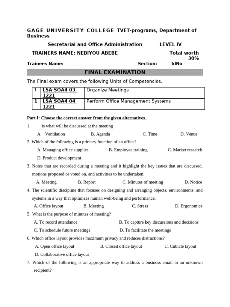 Level IV Final SOA | PDF | Communication | Information