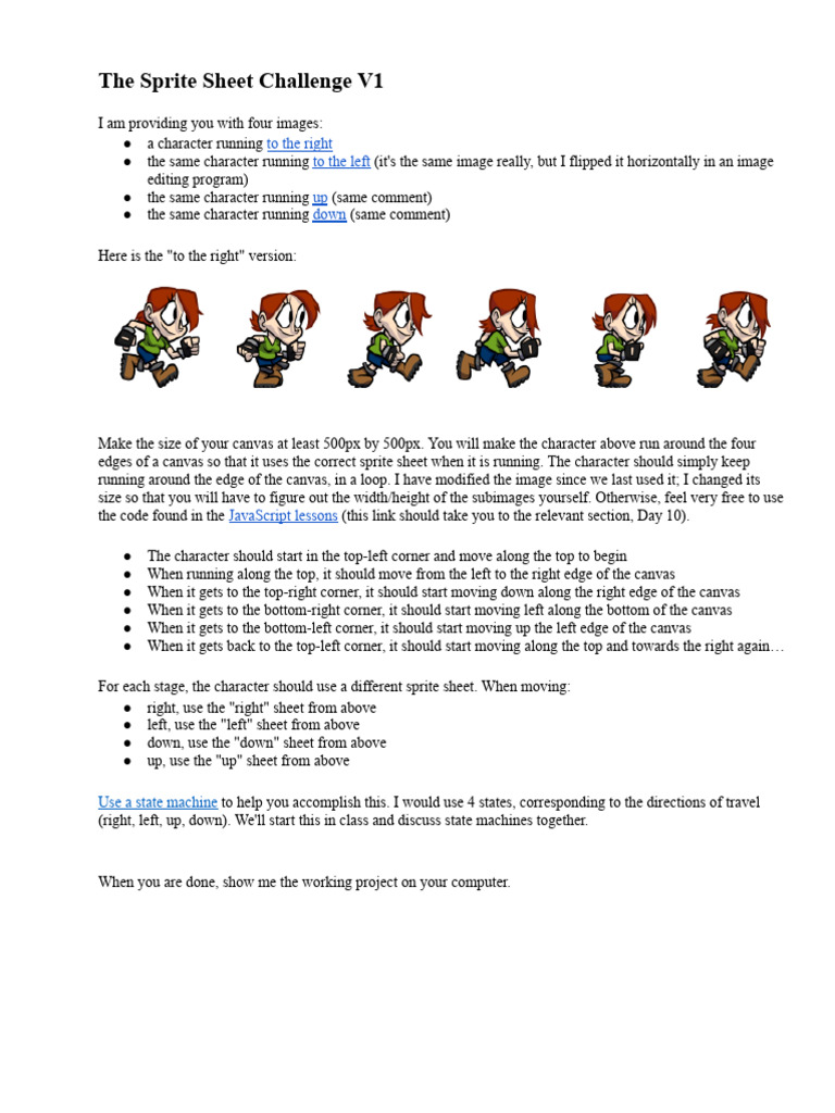 JavaScript_ Sprite Sheet Challenge V1 | PDF