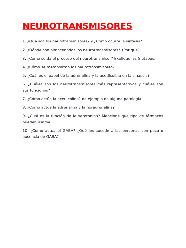 Neuro Transm I Sores | PDF