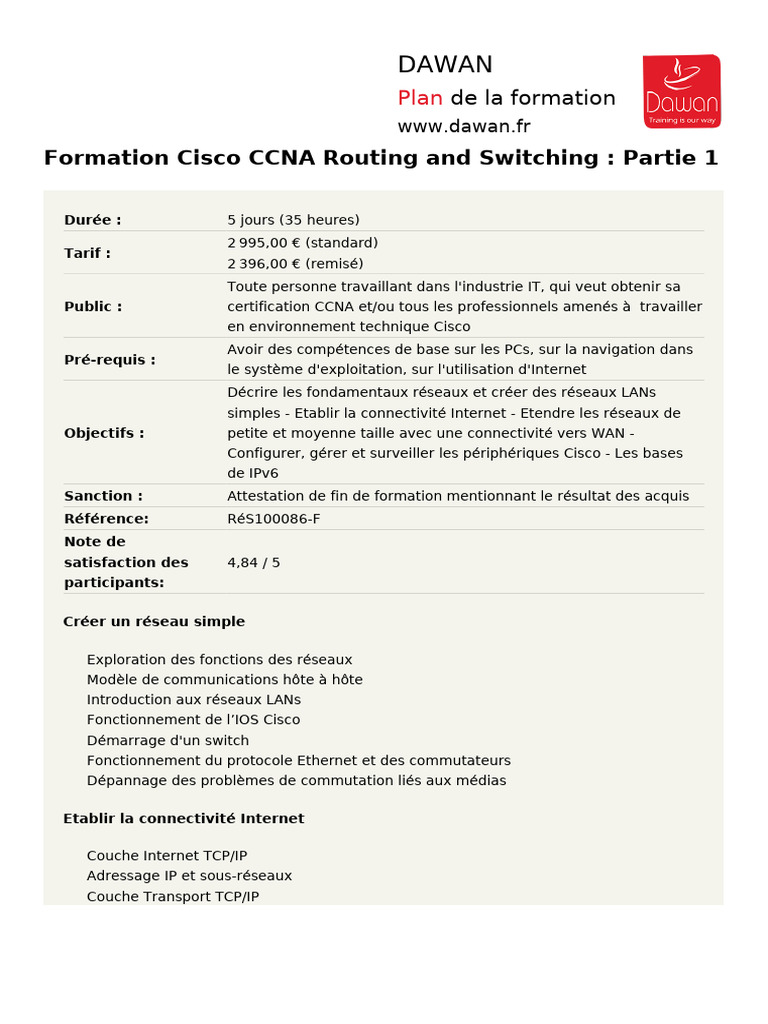 Formation CCNA Routing et Switching | PDF | I Pv6 | Protocoles Internet