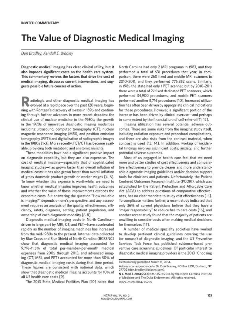 Cost and Value of Medical Imaging | PDF | Medical Imaging | Positron ...
