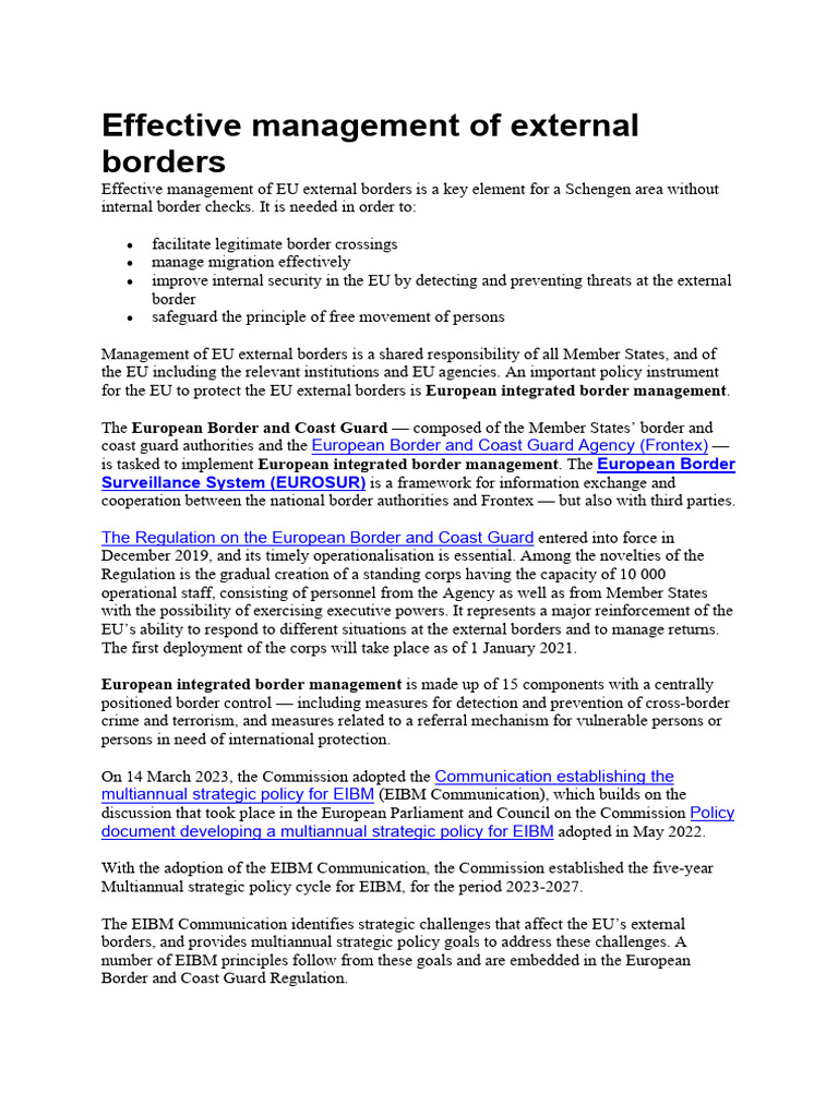 EU External Border Management Strategy | PDF | European Union