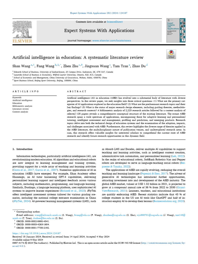 AI in Education and Other Areas | PDF | Intelligence (AI) & Semantics ...