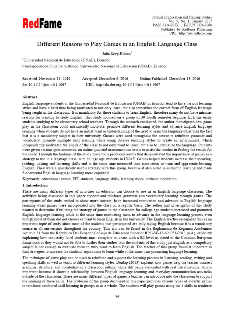 Enhancing English Learning Through Games | PDF | English As A Second Or ...