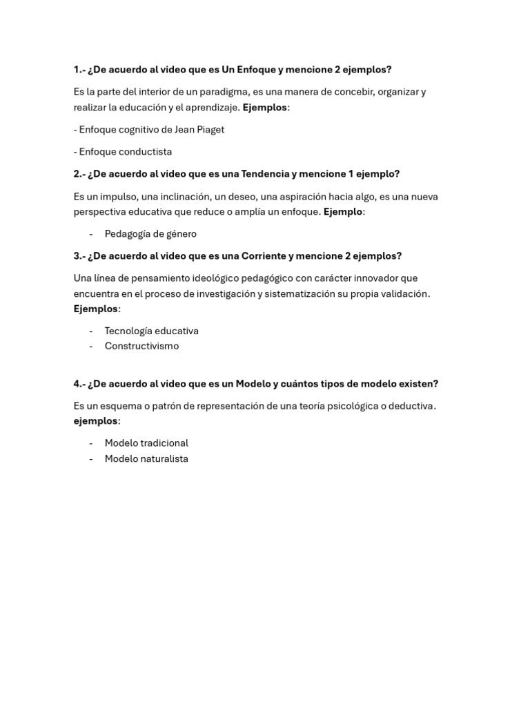 Corrientes, Enfoques y Modelos Educativos | PDF