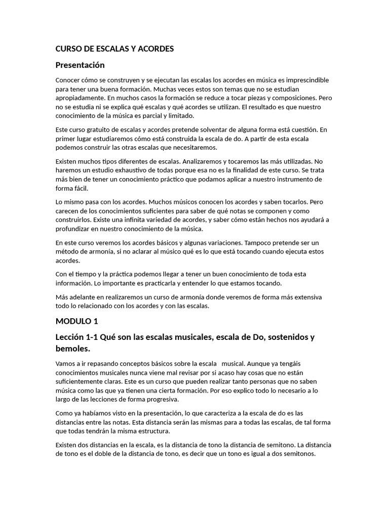 Curso de Escalas y Acordes Musicales | PDF | Escala (música ...