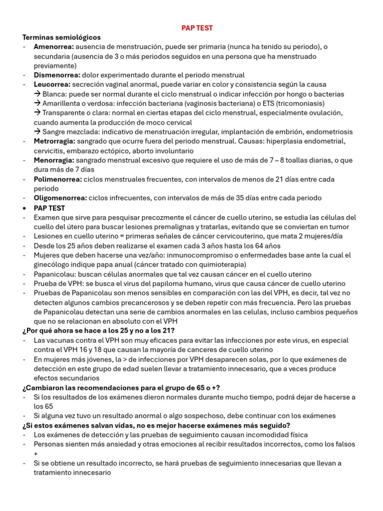 PAP Test y Menstruación: Guía Esencial | PDF | Menstruación | Cáncer