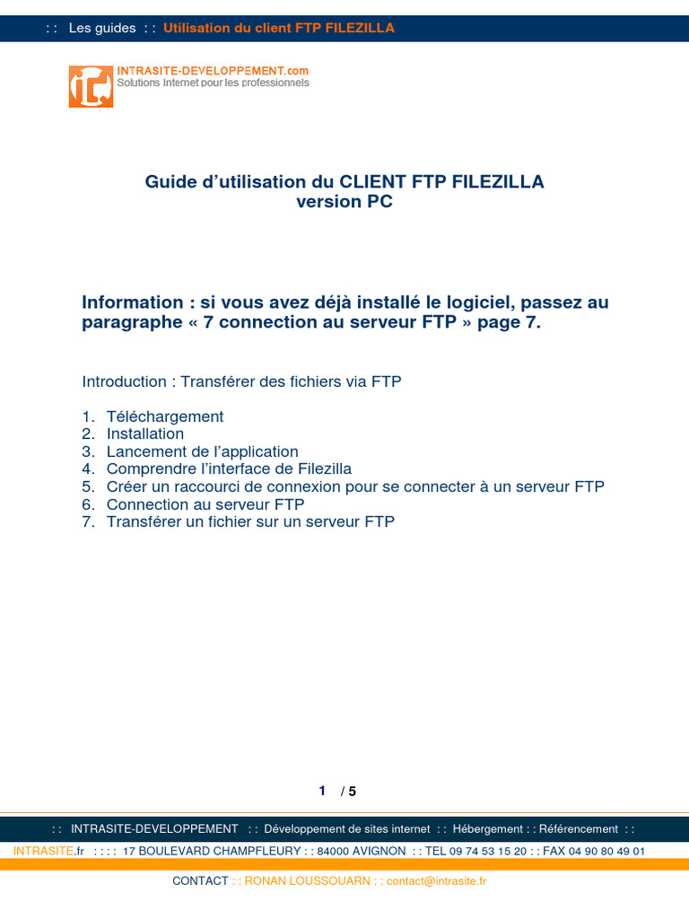 Guide d'utilisation de FileZilla FTP | PDF | Protocole de transfer de ...