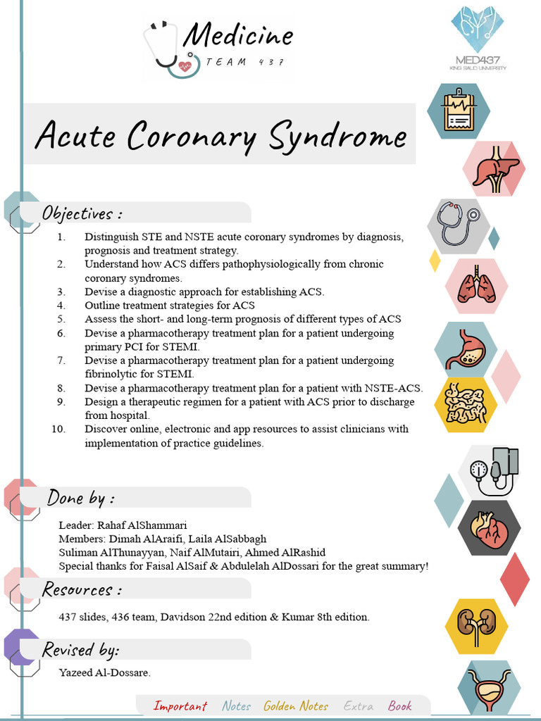 Acute Coronary Syndrome Diagnosis & Treatment | PDF | Myocardial ...