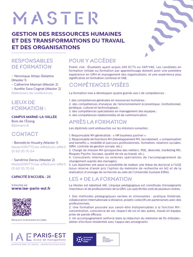 Master en GRH et transformations du travail | PDF | Gestion des ...