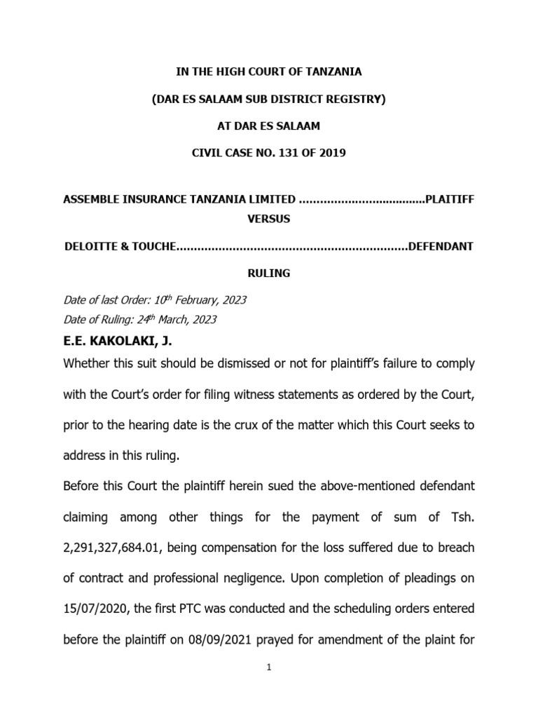 Ruling on Assemble Insurance vs Deloitte | PDF | Lawsuit | Negligence
