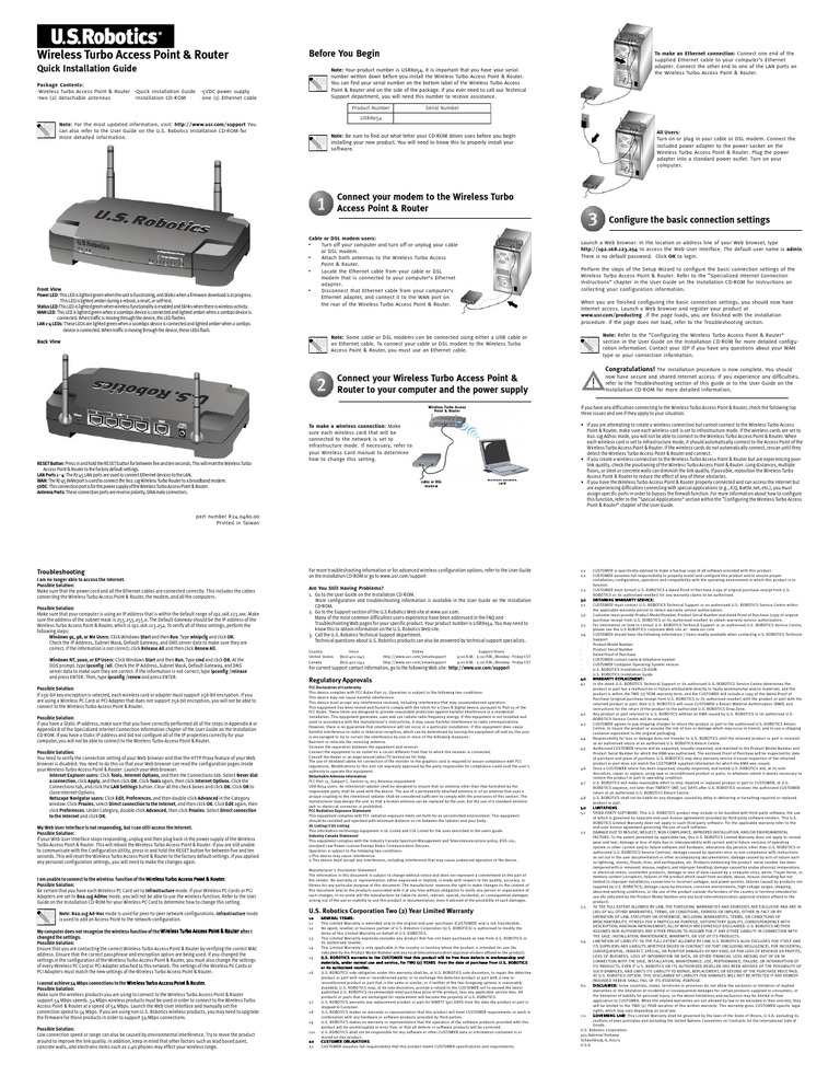 Wireless Turbo Access Point & Router Before You Begin Quick