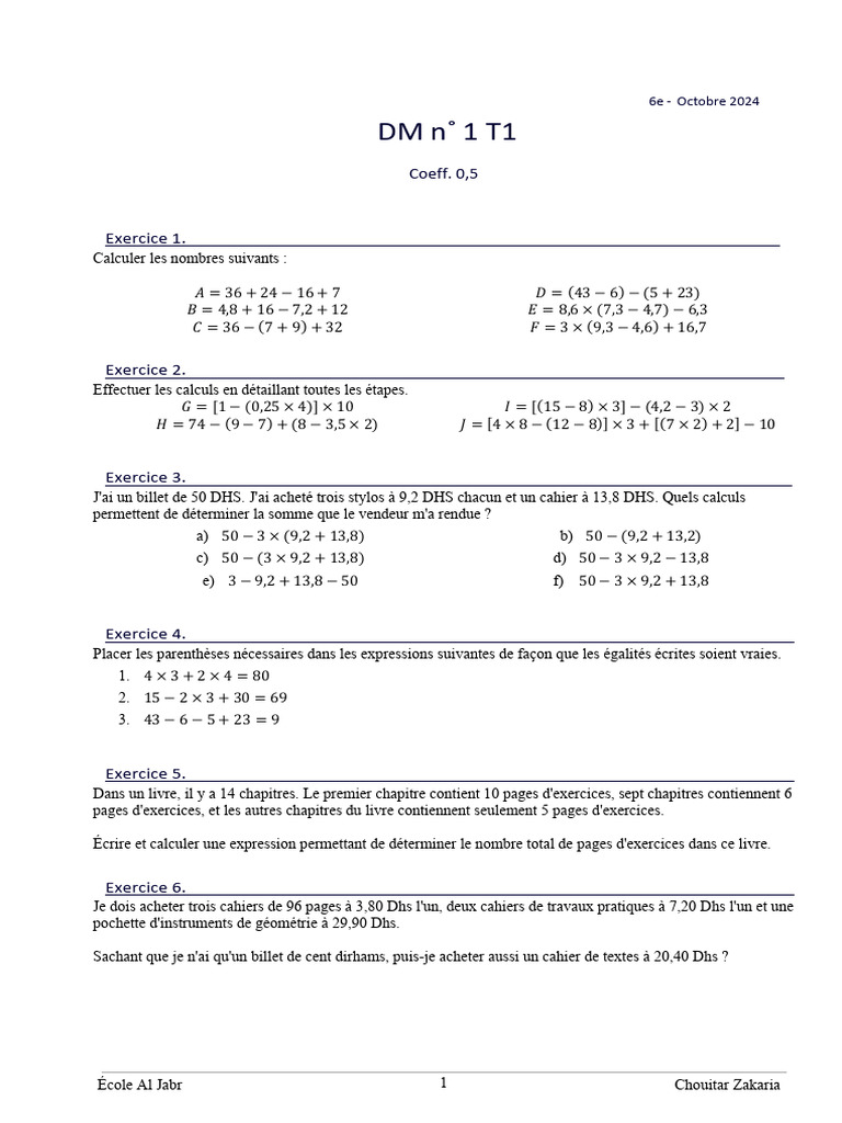 DM Math 6e - Correction 2024 | PDF | Échecs | Théorie (échecs)