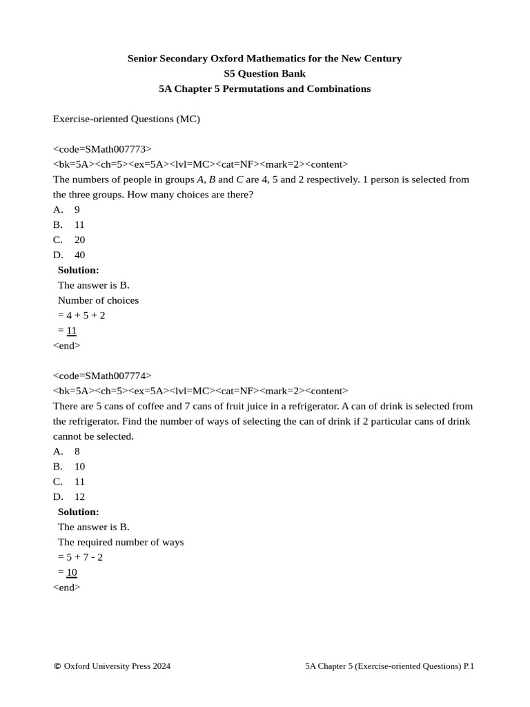 OSM QB 5A05 Ex Oriented MC e | PDF | Mathematics