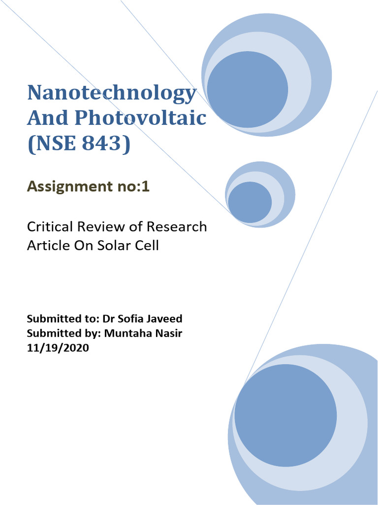Nanotechnology and Photovoltaic | PDF | Solar Cell | Materials