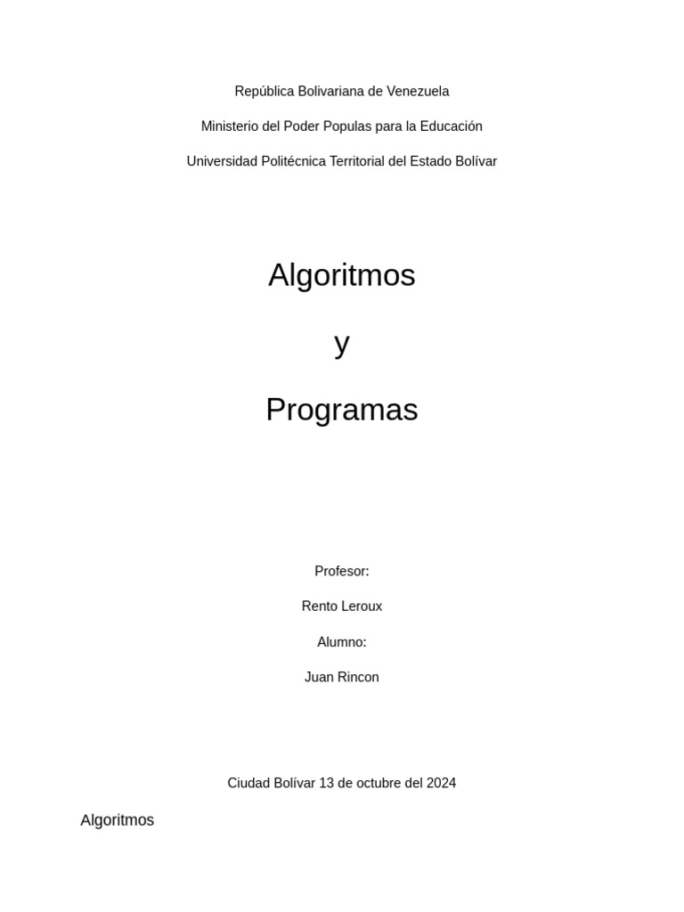 Fundamentos de Algoritmos y Programas | PDF | Algoritmos | Programación ...