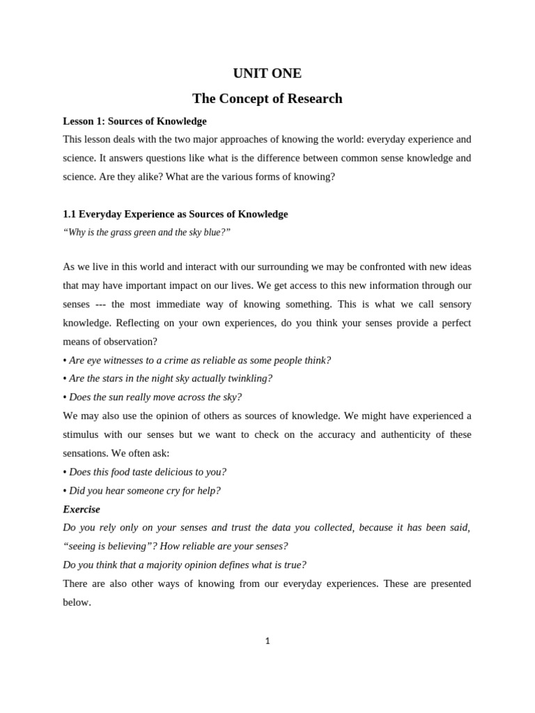 Sources of Knowledge: Everyday vs Science | PDF | Methodology ...