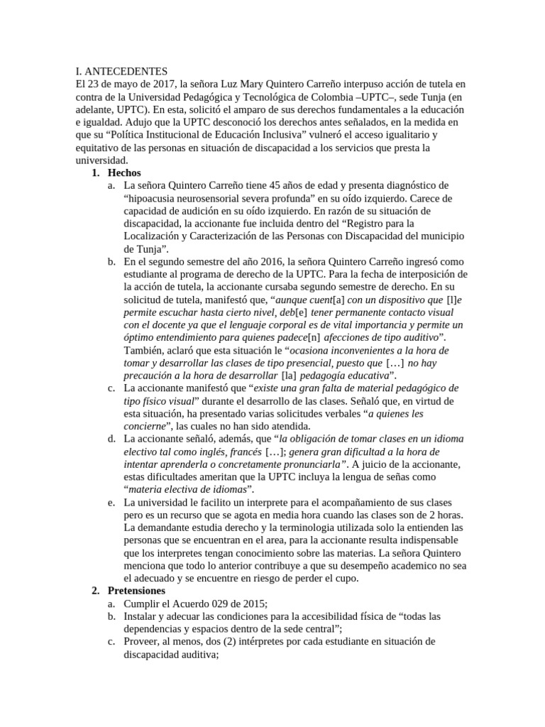 Sentencia T-027:18 | PDF | Invalidez | Inclusión (Educación)