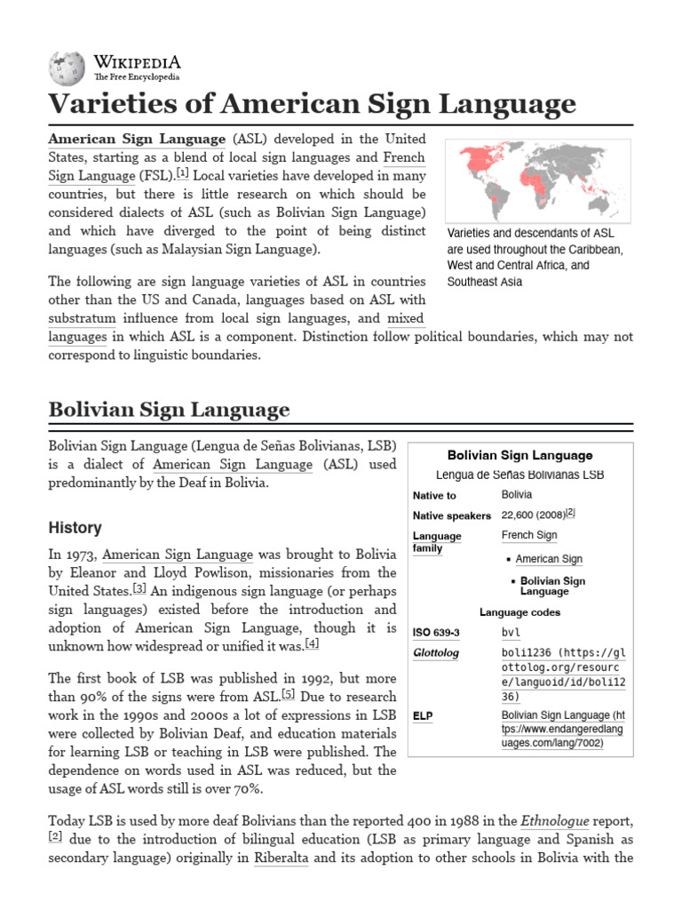 Varieties of American Sign Language - Wikipedia | PDF | Linguistics ...