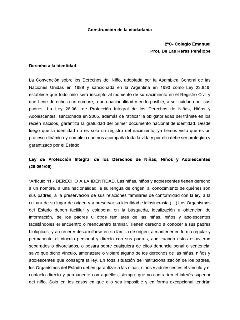El Derecho A La Identidad | PDF | Justicia | Crimen y violencia