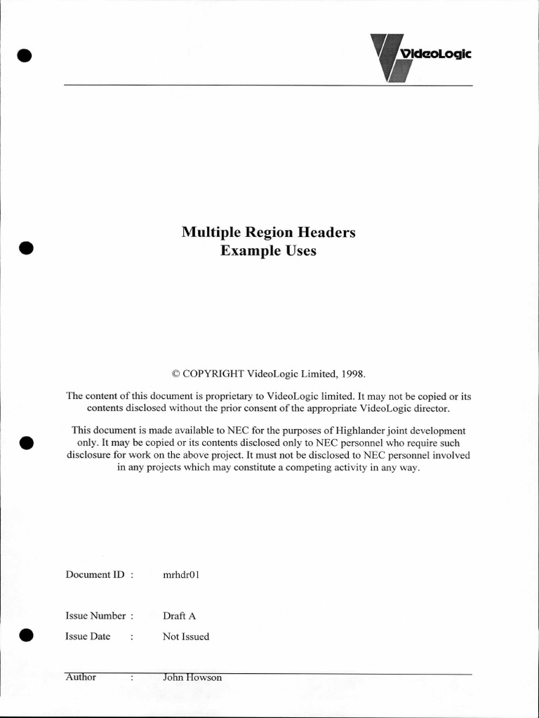 VideoLogic Multiple Region Headers Example Uses | PDF | Texture Mapping ...
