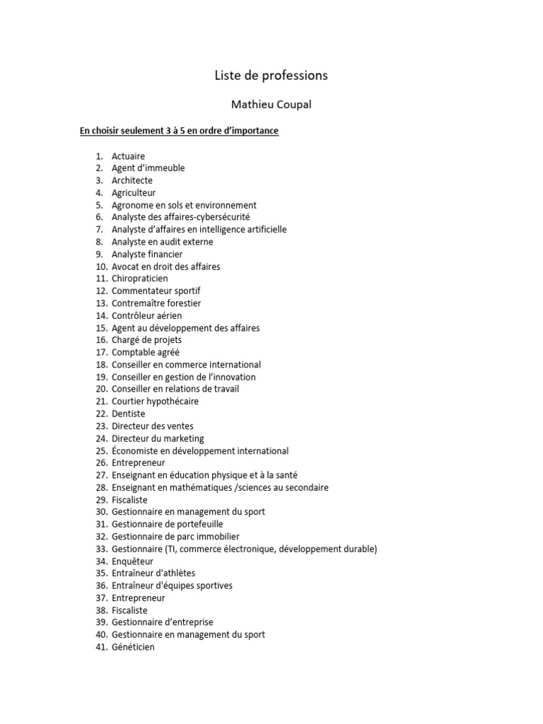 Choix de métiers : top 5 à considérer | PDF