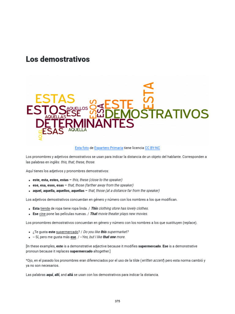 Uso de los demostrativos en español | PDF | Gramática | Unidades Semánticas