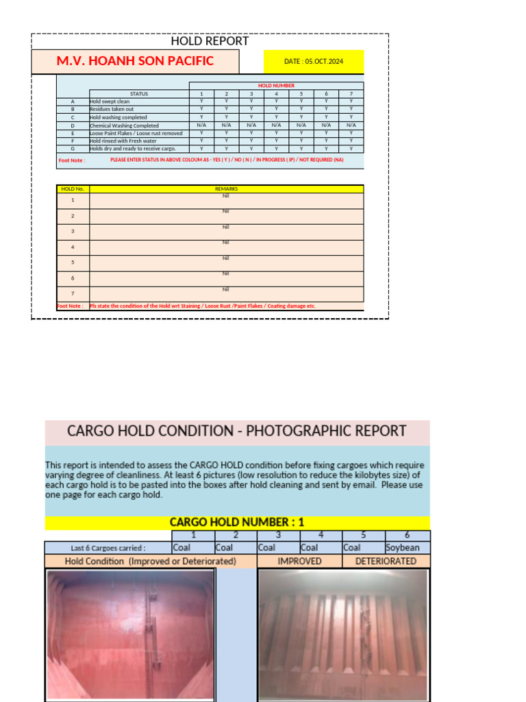 Cargo Hold Condition Report 2024 | PDF