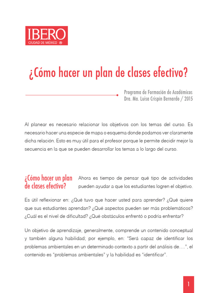 Cómo crear un plan de clases efectivo | PDF | Aprendizaje | Pensamiento