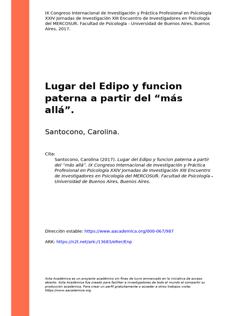 Edipo y función paterna en Lacan | PDF | Jacques Lacan | Complejo de Edipo