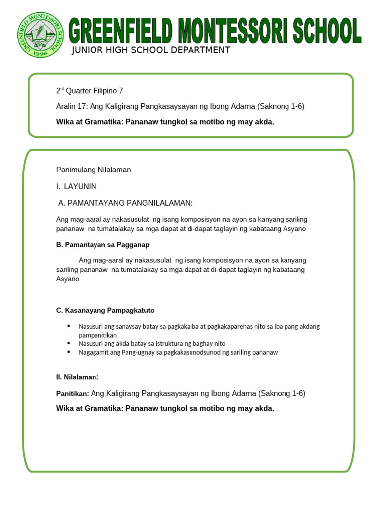 Lesson17 Filipino 7 | PDF