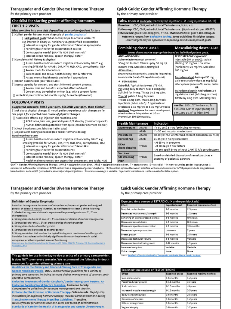 Gender Affirming Hormone Therapy Guide | PDF | Endocrine System ...