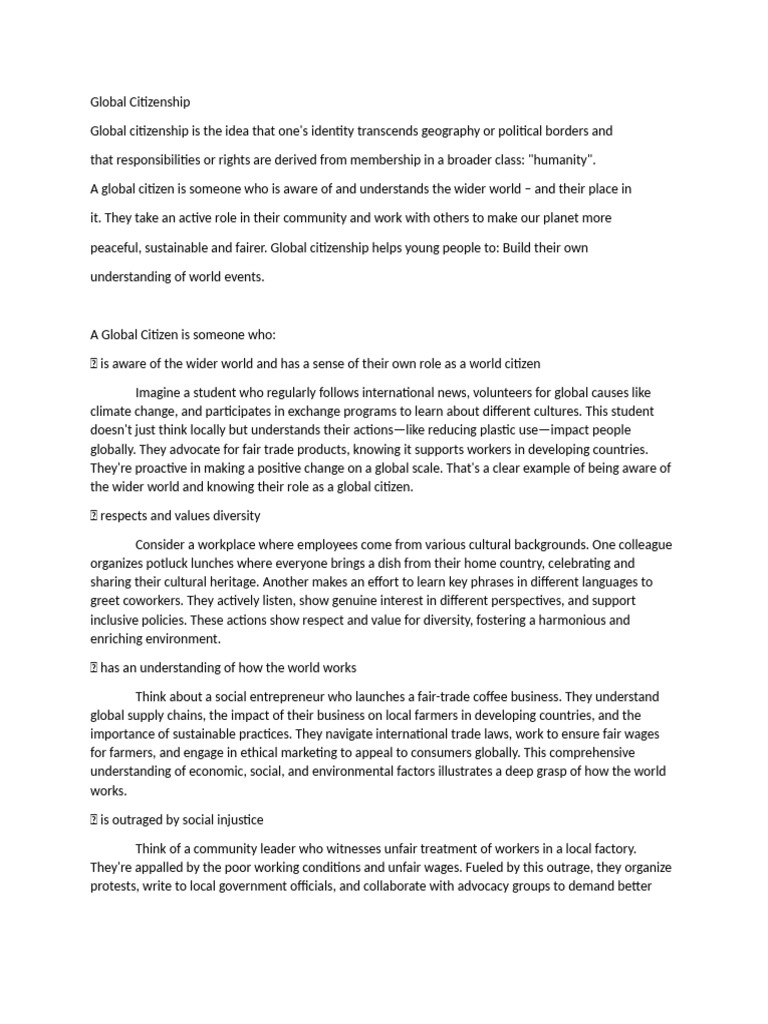 Understanding Global Citizenship Principles | PDF | Sustainability ...