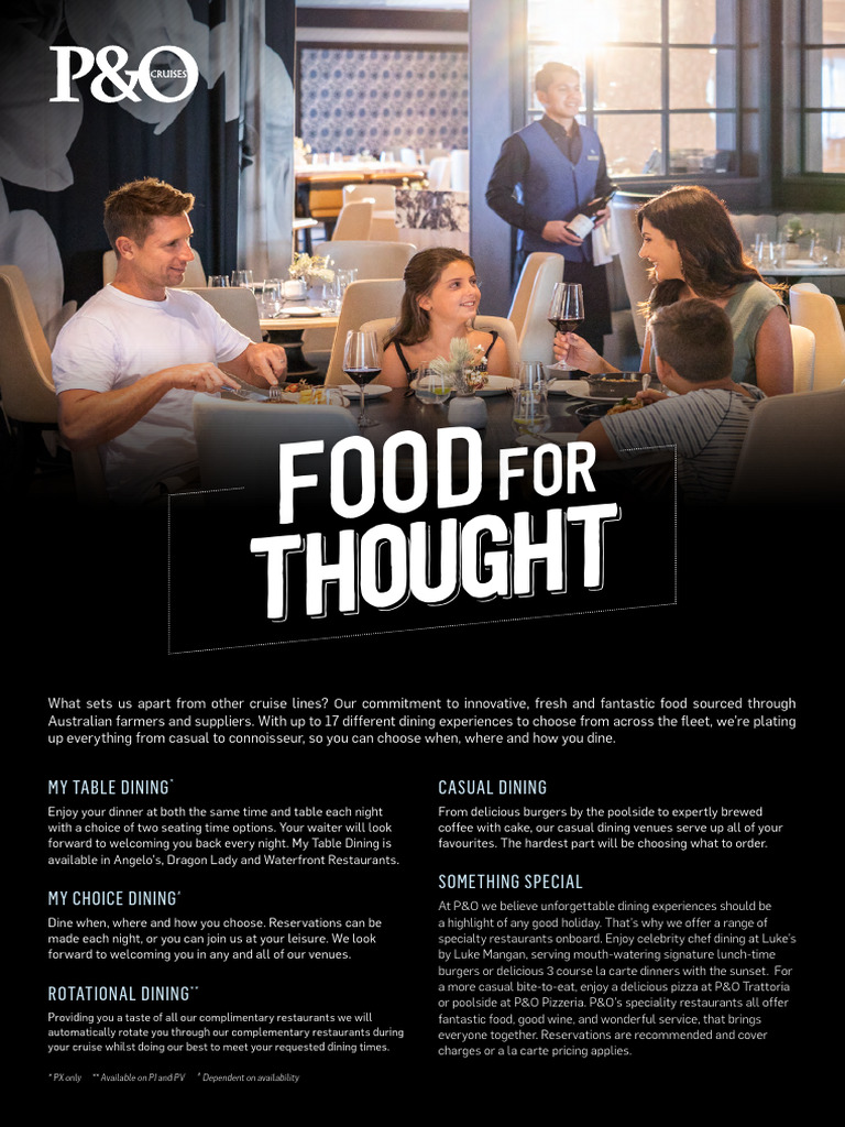 P&O Cruises Dining Options Overview | PDF | Restaurants | Baking