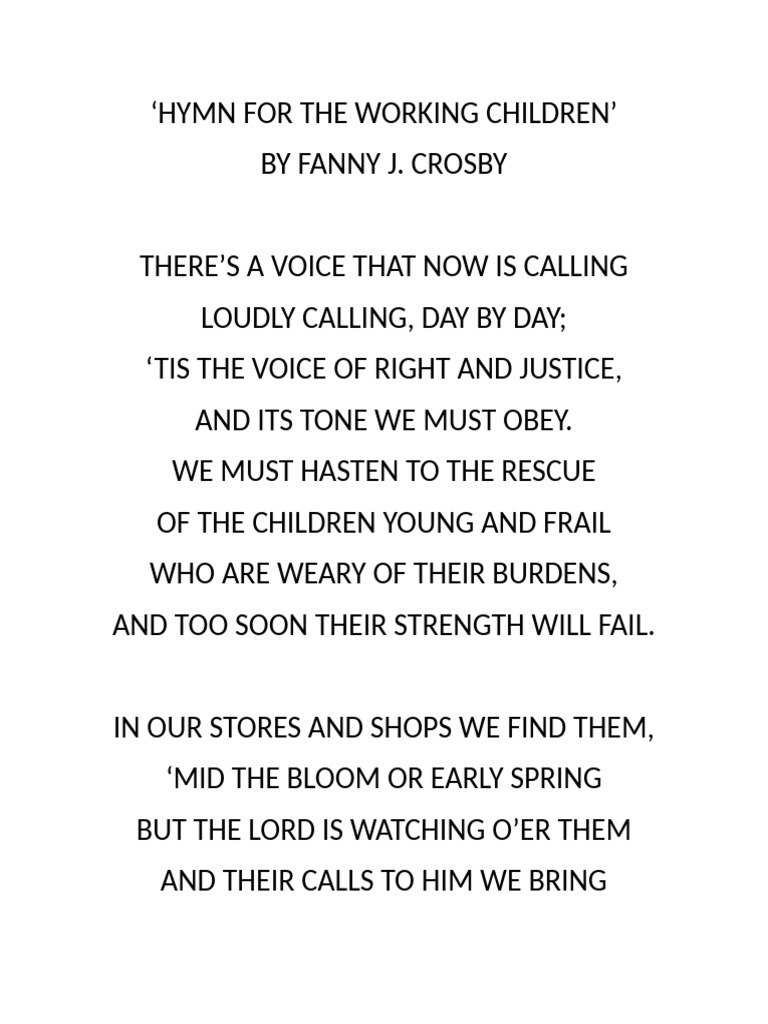 Hymn For The Working Children Meaning