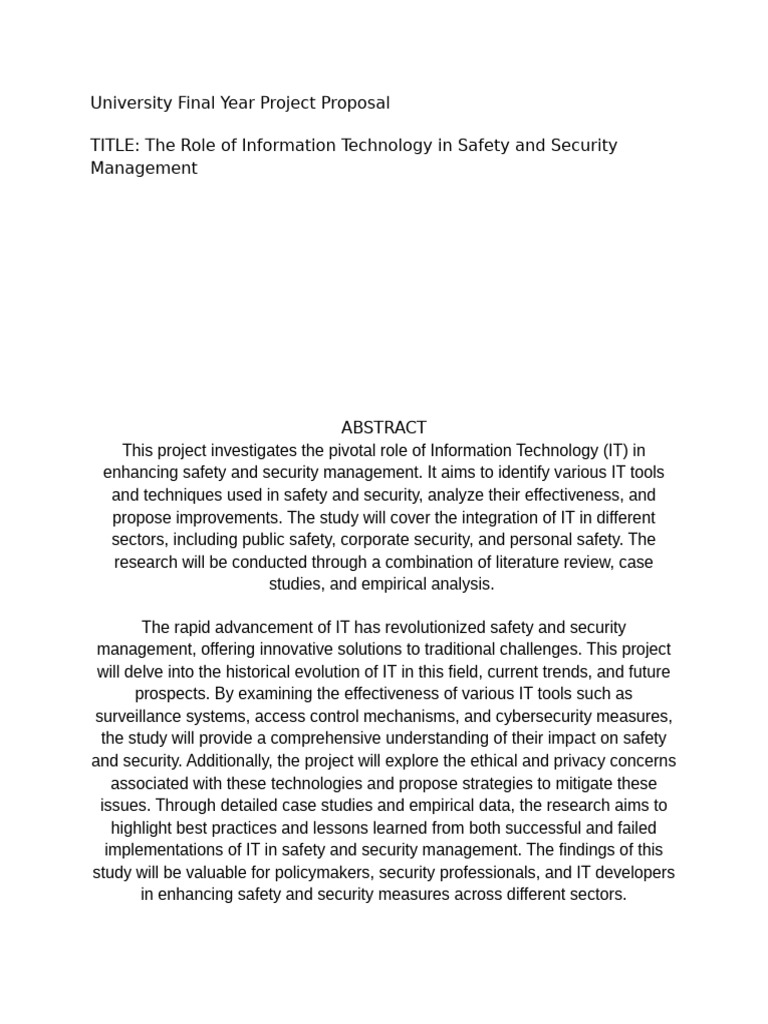 University Final Year Project Proposal For Roles of IT | PDF | Security ...