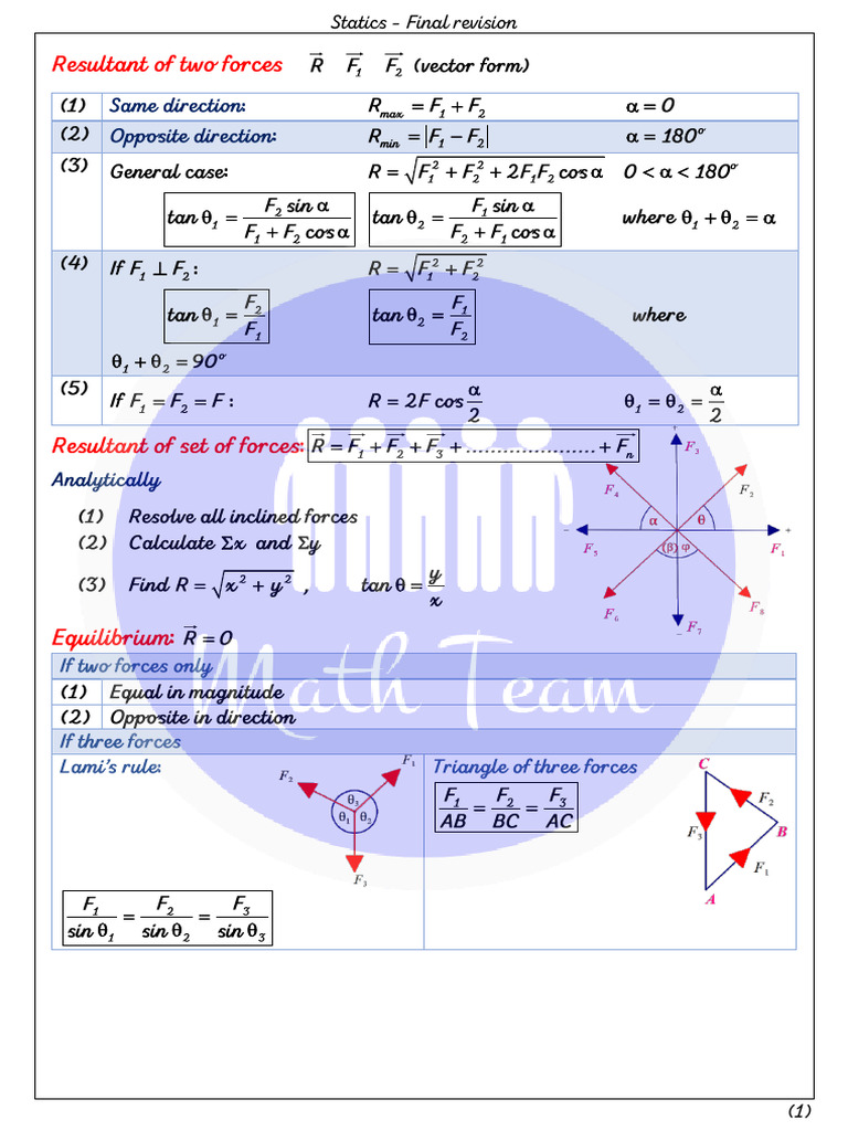 Statics Concepts and Equilibrium Analysis | PDF | Force | Friction
