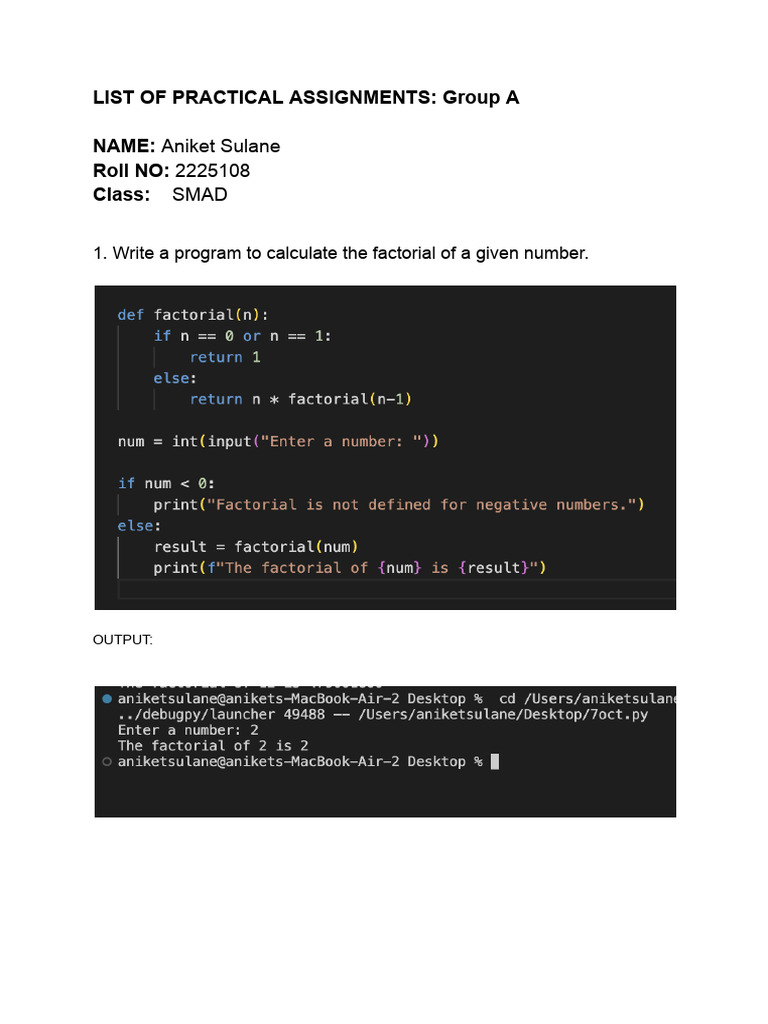 Practical Programming Assignments | PDF