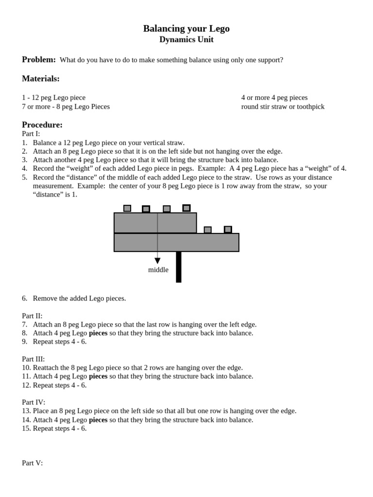Balancing Lego Structures Experiment | PDF | Torque | Force