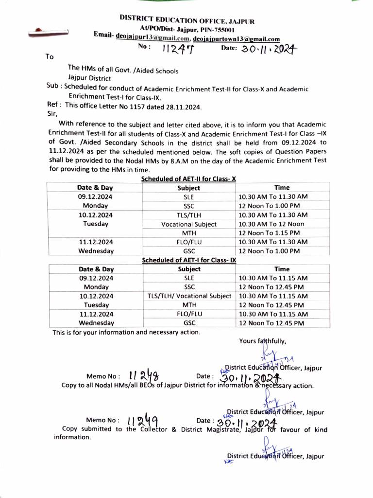 Aet 2 For Class X Aet 1 For Class Ix Programme Schedule Reg Pdf