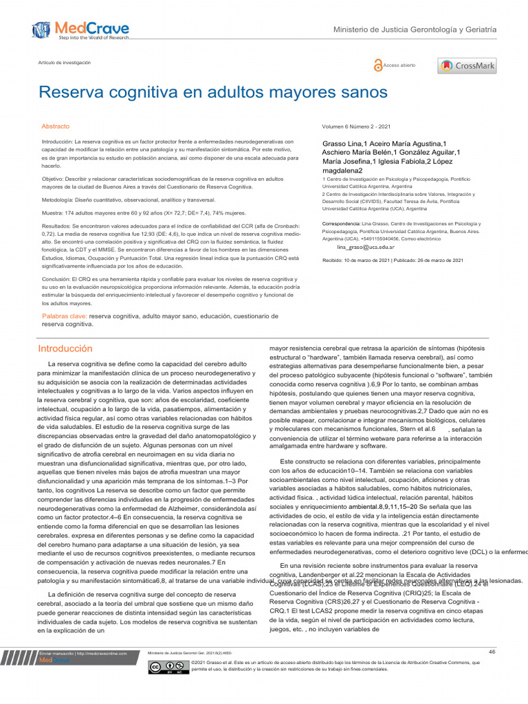 20 Cognitive Reserve in Healthy Older Adults 2 | PDF | Depresión ...