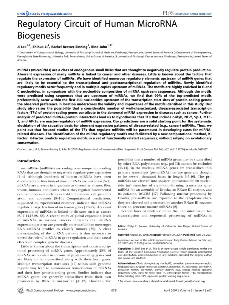 microraRegcircuit | PDF | Micro Rna | Gene Expression