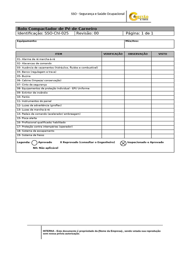 Checklist de Segurança Rolo Compactador | PDF