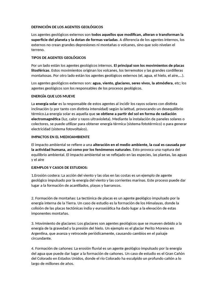 Agentes Geológicos: Tipos e Impactos | PDF | Entorno natural | Geología