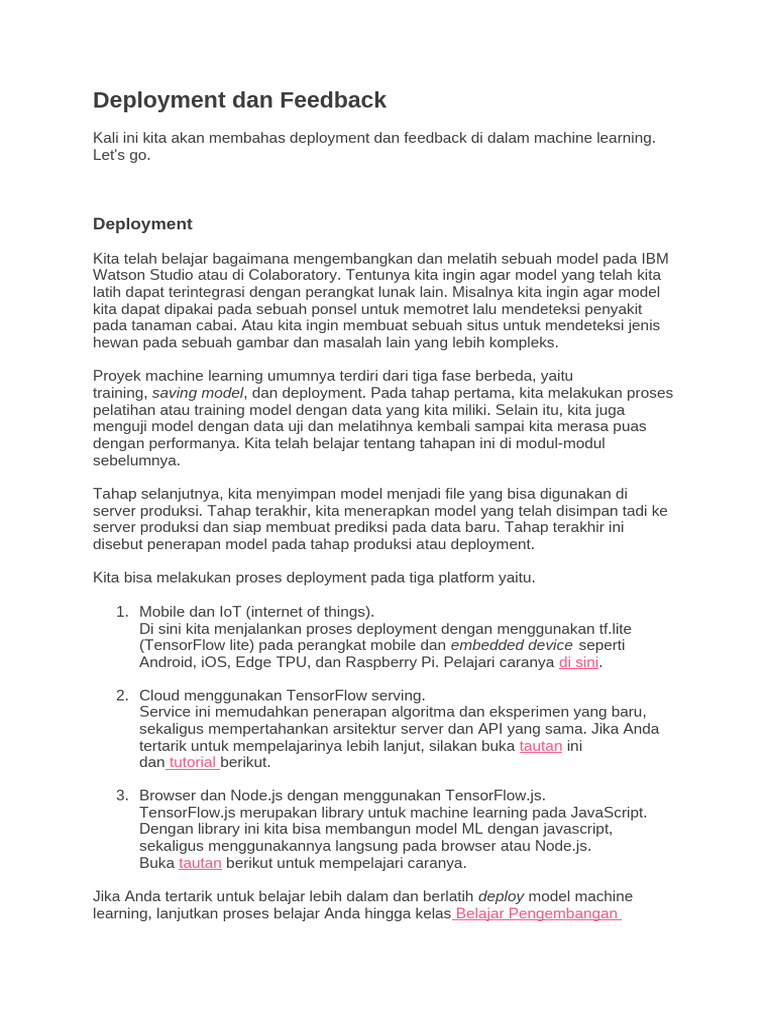 Deployment Dan Feedback | PDF