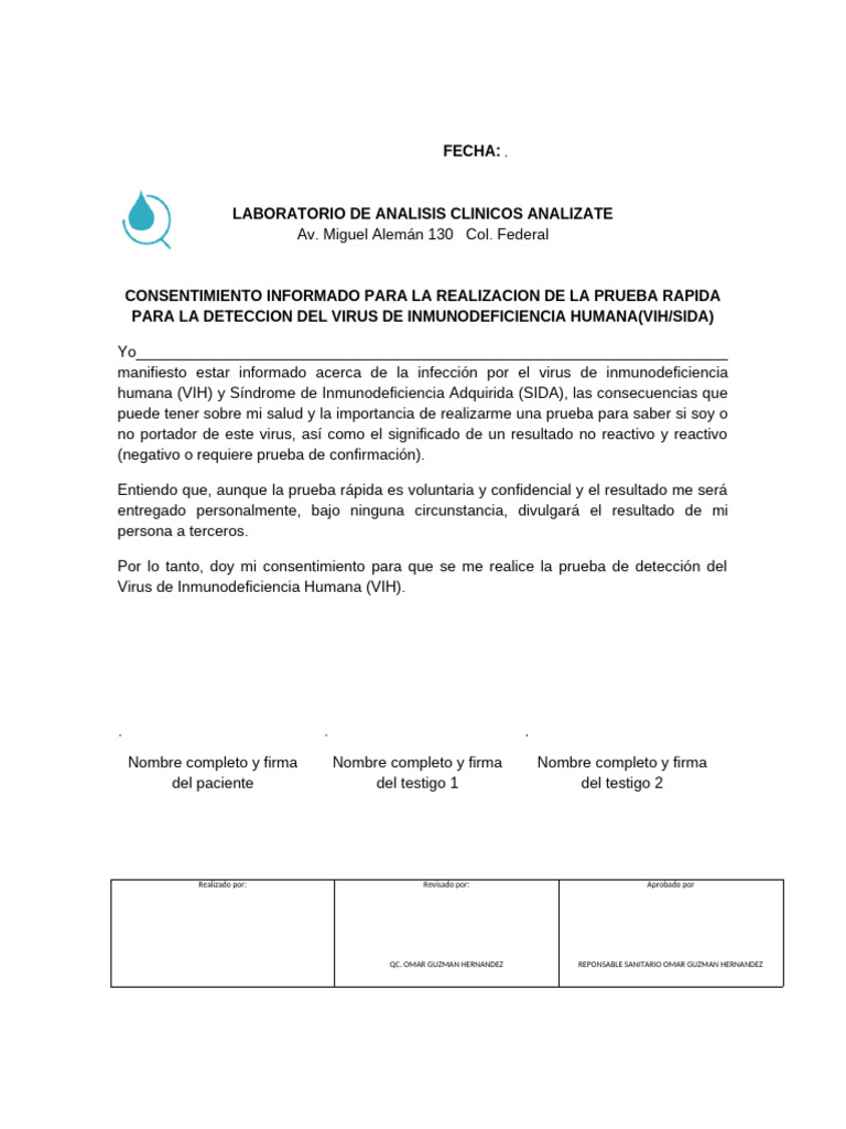 Consentimiento Vih y Drogas | PDF | VIH | VIH / SIDA